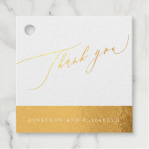 Real Gold Foil Modern Script Thank You Favor Tags