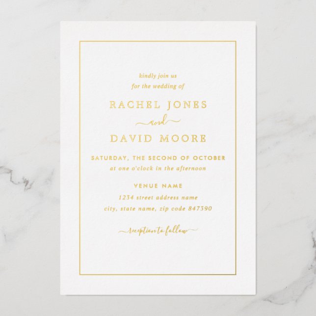REAL GOLD FOIL Modern Wedding  Invitation (Front)