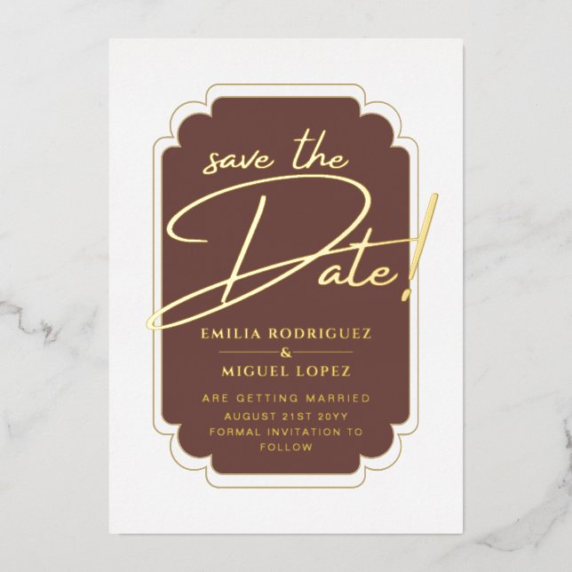 Real Gold Foil Modern Wedding Save The Date LeahG Foil Invitation (Front)