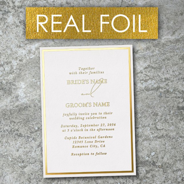Real Gold Foil Modern White & Gold Wedding Foil Invitation (Real Gold Foil Modern White & Gold Wedding Foil Invitation)