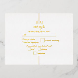 Real Gold Foil Monogram Wedding RSVP Foil Invitation Postcard
