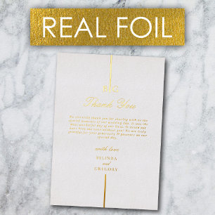 Real Gold Foil Monogram Wedding Thank You Foil Invitation