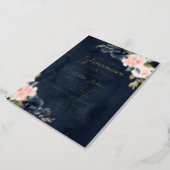 REAL GOLD FOIL Navy Pink Floral Quinceanera Foil Invitation (Rotated)