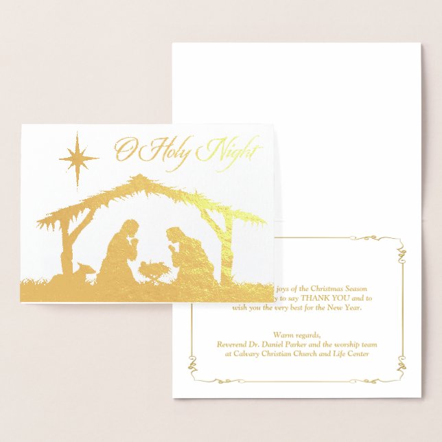 REAL Gold Foil O Holy Night Nativity Card (Display)