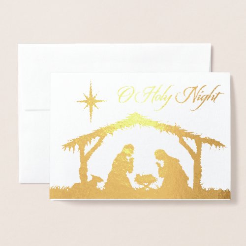 REAL Gold Foil O Holy Night Nativity Card