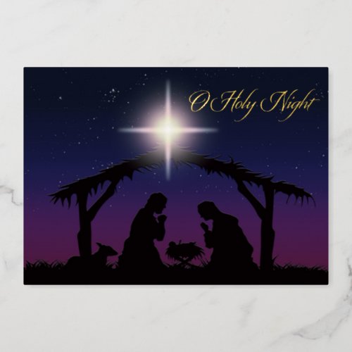 REAL Gold Foil O Holy Night Nativity Card