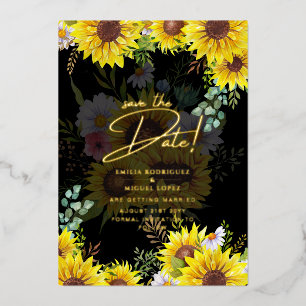 Real Gold Foil Pampas Grass Wedding Save The Date Invitation