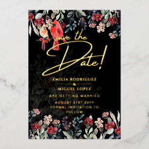 Real Gold Foil Pampas Grass Wedding Save The Date Invitation