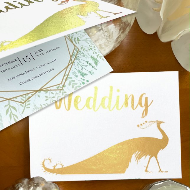 Real Gold Foil Peacock Wedding Invitations (Creator Uploaded)