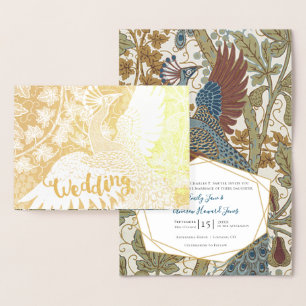 Real Gold Foil Peacock Wedding Invitations