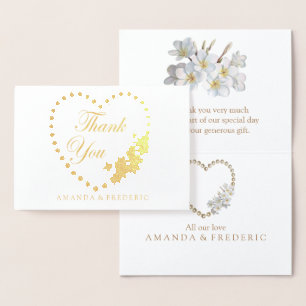 REAL Gold Foil & Pearls THANK YOU Wedding Card