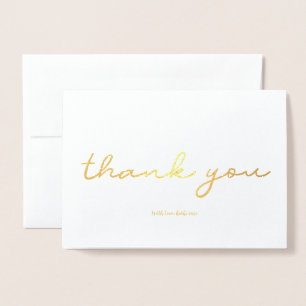 Real Gold Foil Personalized Elegatn Thank you Foil Card