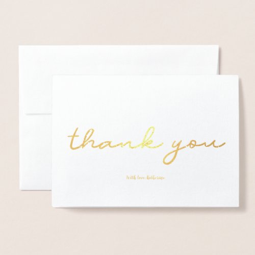 Real Gold Foil Personalized Elegatn Thank you Foil Card