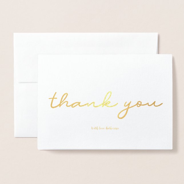 Real Gold Foil Personalized Elegatn Thank you Foil Card (Front With Envelope)