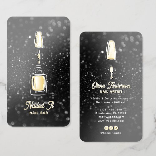 Real Gold Foil Premium Nail Salon Business Cards