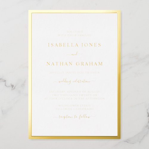 Real Gold Foil Simple Elegant Wedding Foil Invitation