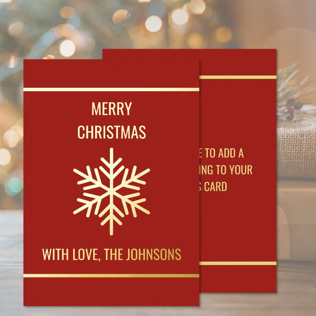 Real Gold Foil Snowflake Merry Christmas Card (Real Gold Foil Snowflake Merry Christmas Card (front and back))