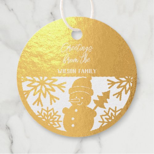 Real Gold Foil Snowman  Foil Favor Tags