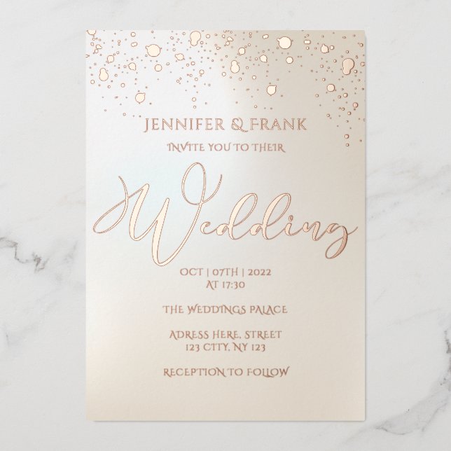 Real Gold Foil Spots Modern Pearlescent Elegant Invitation (Front)