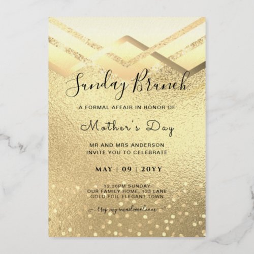 REAL GOLD FOIL Sunday Mothers Day Bruch Foil Invitation