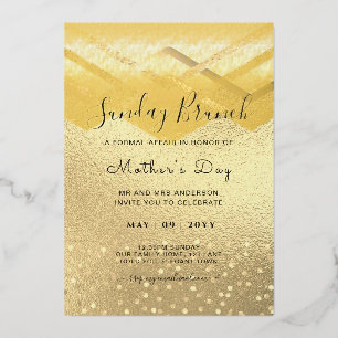 REAL GOLD FOIL Sunday Mother's Day Bruch Invitation