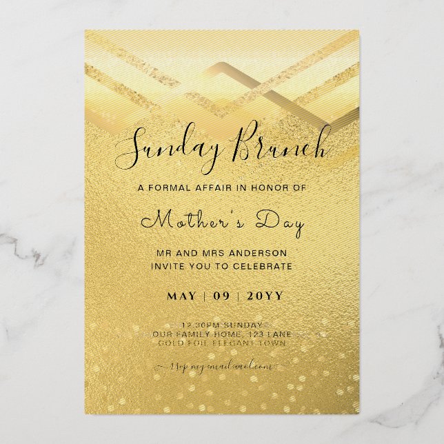 REAL GOLD FOIL Sunday Mother's Day Bruch Invitation (Front)