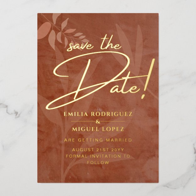 Real GOLD FOIL Terracotta Save the Date Wedding Fo Foil Invitation