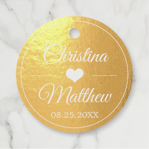 Real Gold Foil Thank you Wedding Heart Foil Favor Tags