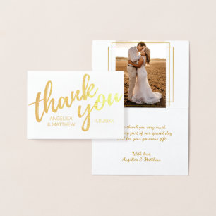 REAL Gold Foil THANK YOU Wedding with Photo Card