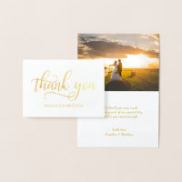 REAL Gold Foil THANK YOU Wedding | with Photo Foil Card