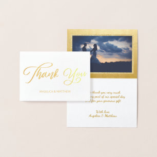 REAL Gold Foil THANK YOU Wedding with Photo Foil Card