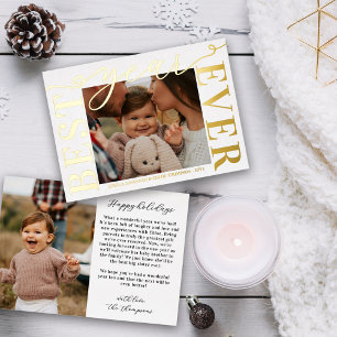 Real Gold Foil Typography Best Year Ever Photo Foil Holiday Card