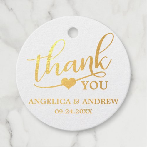 REAL GOLD FOIL Wedding Heart Thank You Foil Favor Tags