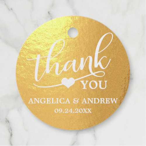 REAL GOLD FOIL Wedding Heart Thank You Foil Favor Tags