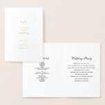 Real Gold Foil Wedding Order of Service Program<br><div class="desc">A beautiful real gold foil wedding order of service program with monogrammed initials framed by gold foil leaves. A stunning wedding order of service program design with minimalistic classy typography. Traditional script typography and damask wreath create a timeless elegant gold foil wedding order of service program design.</div>