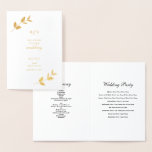 Real Gold Foil Wedding Order of Service Program<br><div class="desc">A beautiful real gold foil wedding order of service program with monogrammed initials framed by gold foil leaves. A stunning wedding order of service program design with minimalistic classy typography. Traditional script typography and damask wreath create a timeless elegant gold foil wedding order of service program design.</div>