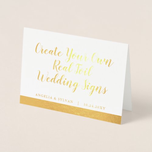 REAL Gold Foil Wedding Table Tent Sign Card