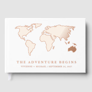 Real Gold Foil   World Map Wedding Foil Guest Book