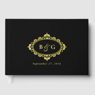 Real Gold Foil Wreath Elegant Black Gold Wedding Foil Guest Book