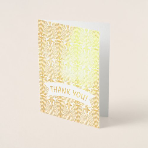 Real Gold Great Gatsby Art Deco THANK YOU Foil Card