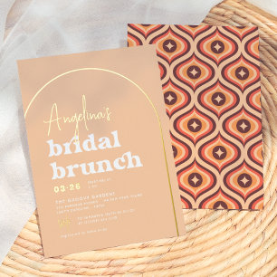 Real Gold Mid Mod Retro Arch Brunch Bridal Shower Foil Invitation