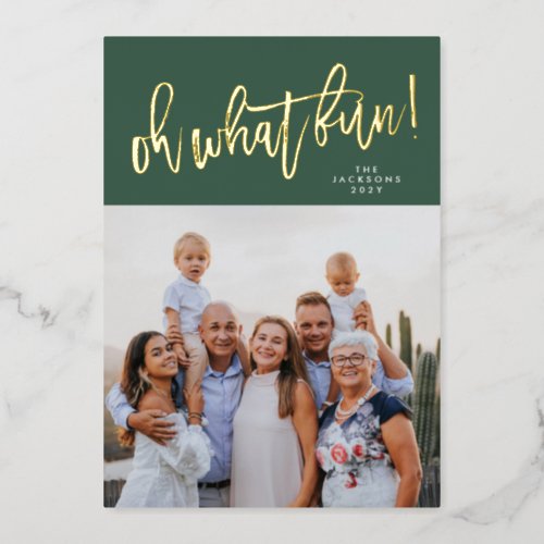 REAL GOLD Oh What Fun Christmas Photo Foil Holiday Card