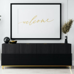 Real Gold Welcome Calligraphy Foil Prints