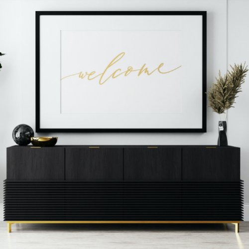 Real Gold  Welcome  Calligraphy Foil Prints