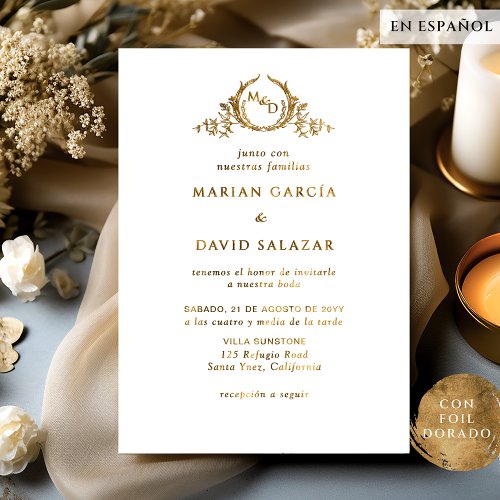 Real Golden Metal Emblem Wedding Invitation Foil Invitation