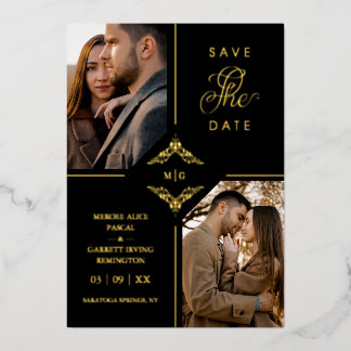 Real Golden Sophisticated Ornament Flourish  Foil Invitation