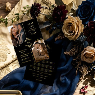 Real Golden Sophisticated Ornament Flourish  Foil Invitation