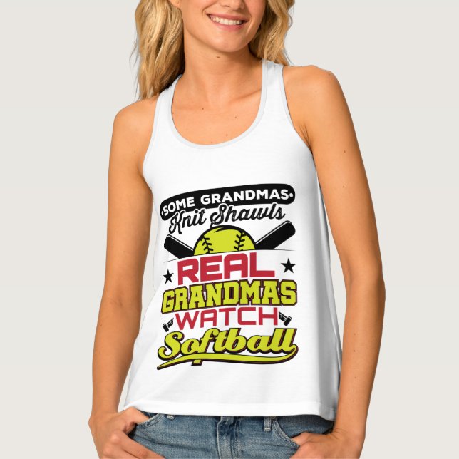 Real Grandmas Watch Softball Grandmother Tank Top (Front)