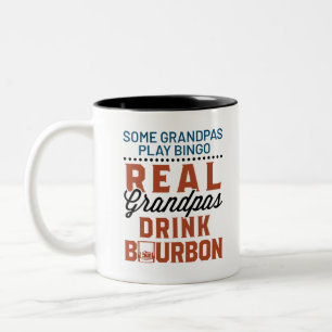 Real Grandpas Drink Bourbon Funny Whiskey Drinker Two-Tone Coffee Mug