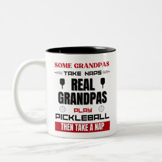 Real Grandpas Play Pickleball Funny Senior Player Two-Tone Coffee Mug